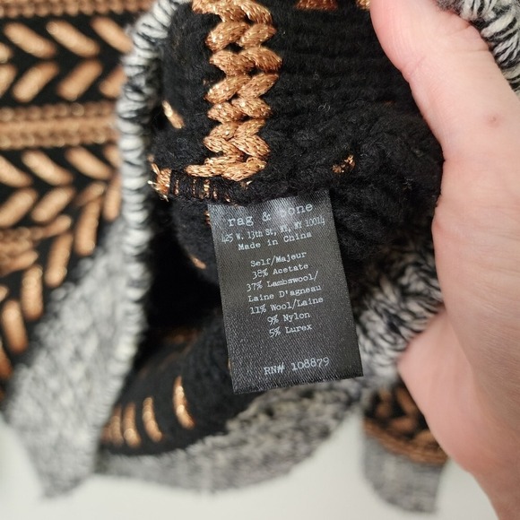 RAG & BONE Metallic Stripe Chunky Knit Sweater Dark Academia Size M - Picture 4 of 8